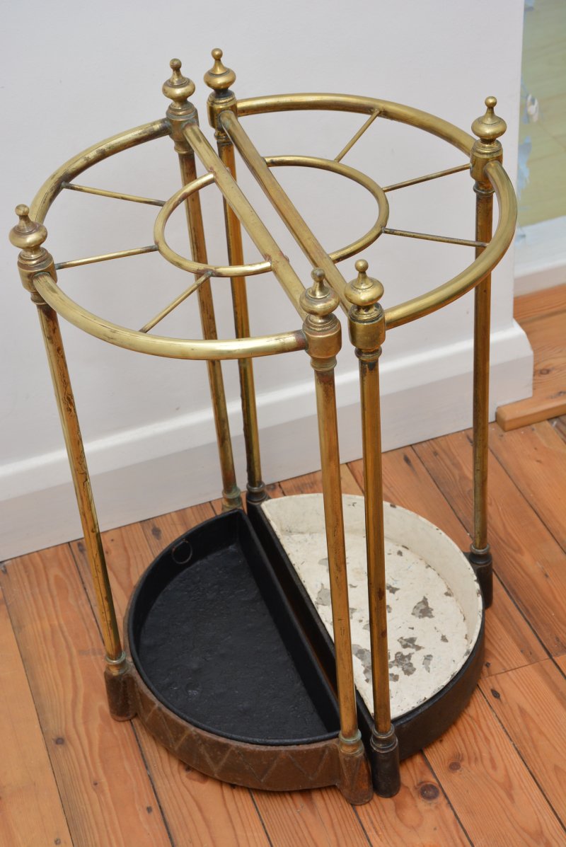Pair Of English Antique Umbrella Stands in Brass, Victorian c1870s - Image 8